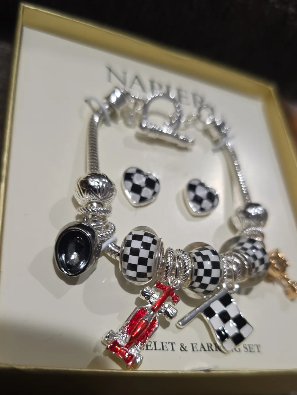 NAPIER BRAND WOMEN'S RACE FAN BRACELET AND PIERCED EARRINGS SET